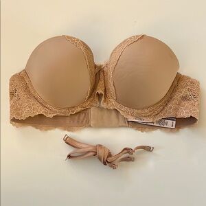 Victorias Secret Lace Strapless Tan Multiway Bra